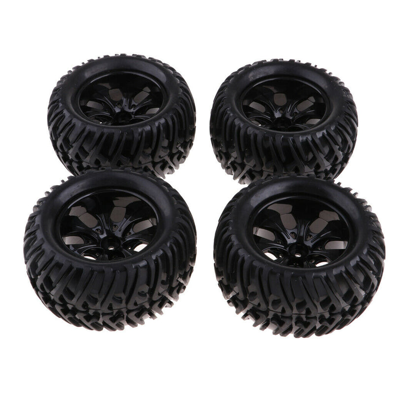 4Pcs 12mm Hub Wheel Rim & Rubber Tire Tyres for 1:10 RC Monster Truck Truggy