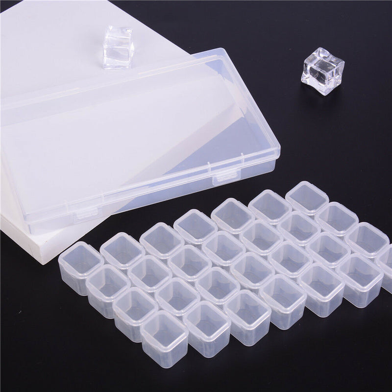 28 Slots Nail Art Storage Box Plastic Transparent Display Case Organizer Hol Gn