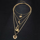Punk Heart Cross Pendant Clavicle Chain Women Multilayer Necklace Jewelry Gift