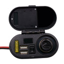 4-in-1 Motorcycle USB Charger -  Lighter, Clock , Switch