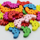100Pcs Mixed Colors 2 Holes Foot Shaped Sewing Wooden Button Clothing Repair
