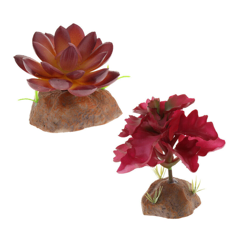 2PCS Terrarium Artificial Succulent Plant Reptile Vivarium Landscaping Decor