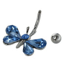 Crystal Butterfly Ball Barbell Bar Belly Button Navel Ring Body Piercing--B