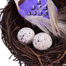 Garden Ornament Simulation Bird Nest Set Rattan Craft + Artificial Bird + EgA3C