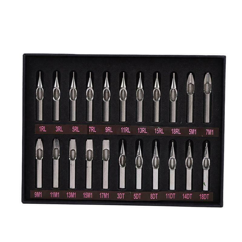 High Quality 22PCS 304 Stainless Steel Tattoo Tips Kit Tattoo Nozzle Tips Mix