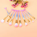 10pcs/set Fish Tail Makeup Brush Foundation Powder Makeup Cosmetic Tools