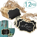 12Pcs/set Hanging Rope Wooden Blackboard Message Black BoardB Ew