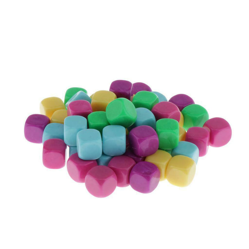 50pcs Mixed Blank Dice Cubes, 16mm Six Sided Write On Dice Blocks for Crafts,
