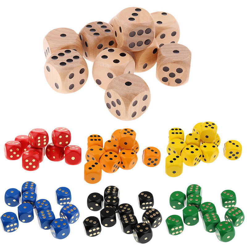 Set of 10 Wooden D6 Dice 3cm Gaming Dice for D&D RPG Accessories Green