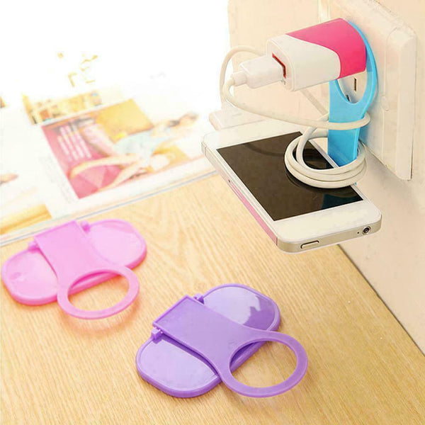 1* Phone Wall Charger Adapter Holder Hanging Stand Hook Foldable Bracket N1Y1