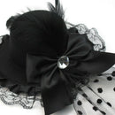 Women Feather Bow Crystal Hair Clip Mini Top Hat Fancy Dress Party Cospl YTS