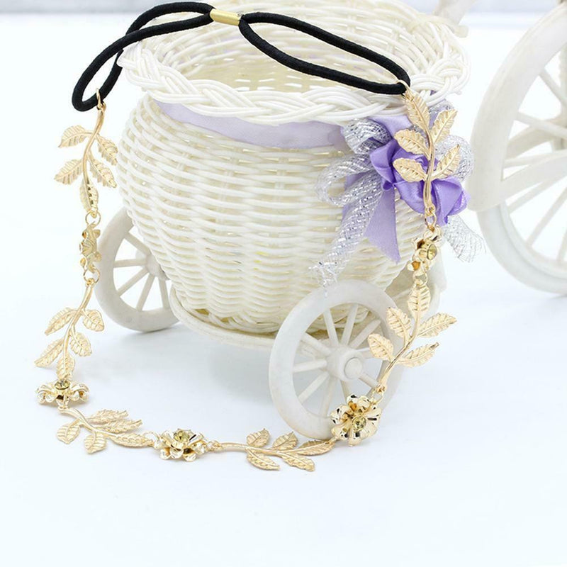 Korean Leaf Flower Headband Beauty Golden Alloy Hair Band Women Jewelry A