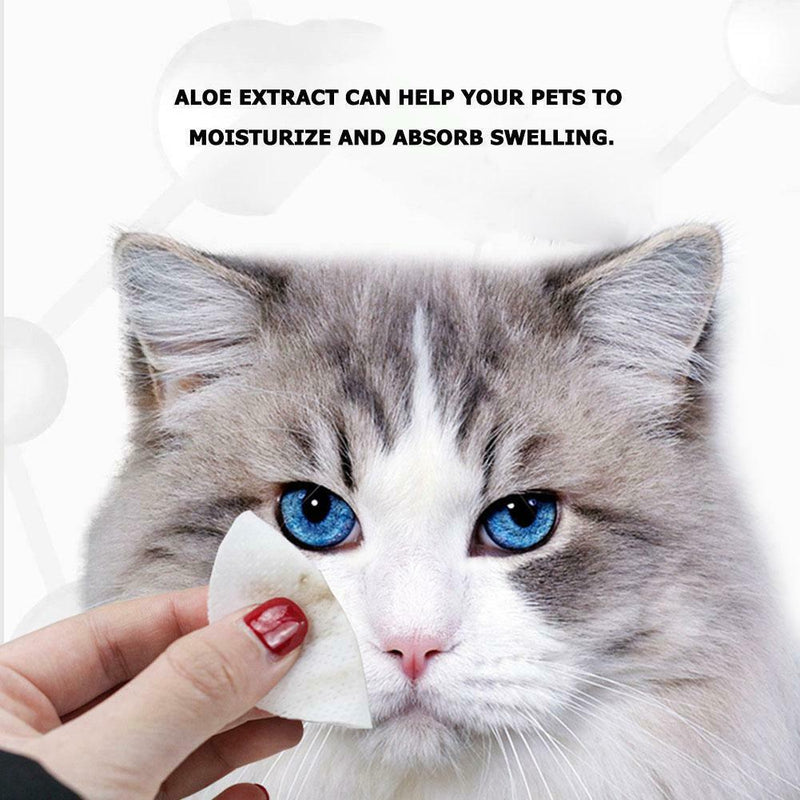 100pcs Pet Dog Cat Eyes Cleaning Paper Towels Eye Wet Wipe Stain Remover