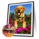 Dog Flower Diamond Painting 5D DIY Full Drill Embroidery Art Cross Stitch