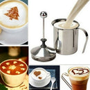 Manual Milk French Press Coffee Maker Stainless Steel Hand Pump Milk Foamer W8C5