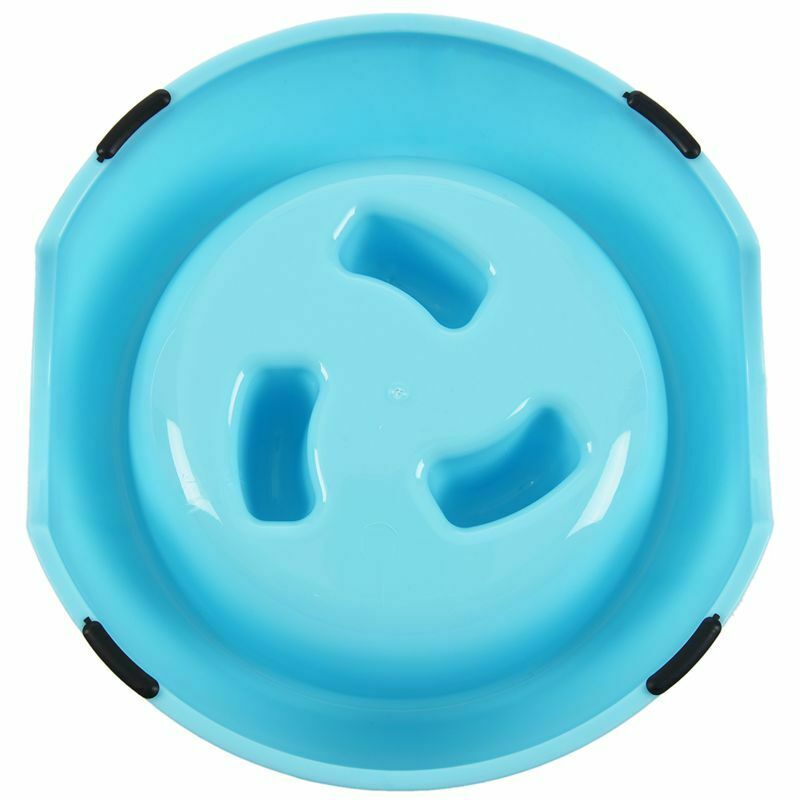 Puppy Dog Slow Down Eating Feeder Dish Pet Dog Feeding Food Bowl Blue I2A8