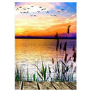 Diy Diamond Round Lake Sunset Landscape Map Diamond Rhinestone Home Decorat Z5W2