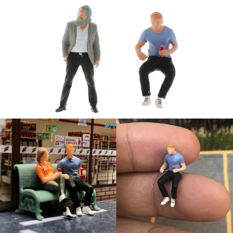 2Pcs 1/64 Mini Street Scenes People Street Park Garden Layout Diorama Decor