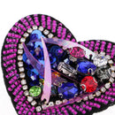 DIY Crystal Heart Beaded Patch Purple Rhinestone Decorative Patches Applique