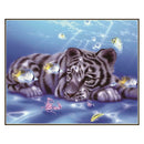 DIY Diamond Painting Embroidery Tiger Round Rhinestones Cross Stitch Kit (B
