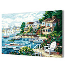 DIY Painting By Number Kit Modern Sea Houses Wall Decor Canvas Coloring Art
