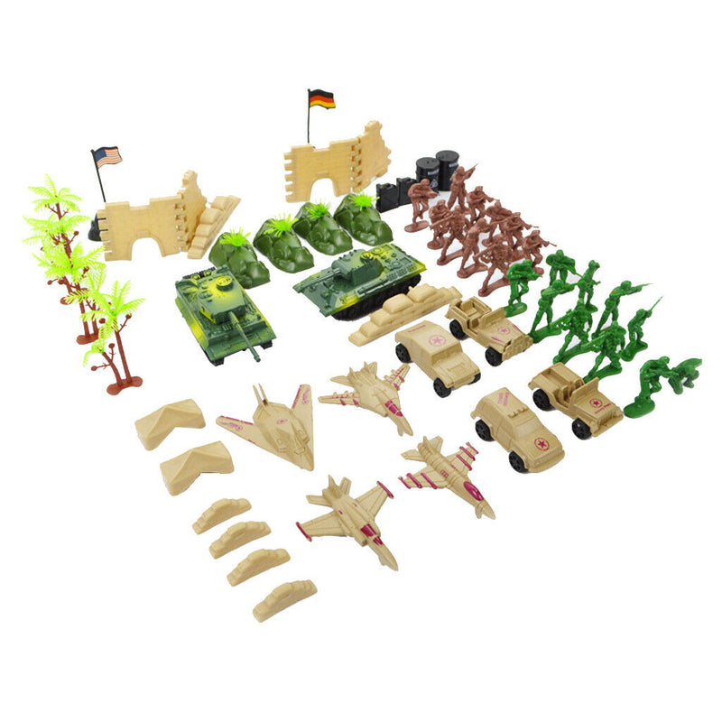64 Pieces Military Soldier Playset - 5cm  Men, Tanks, Warplane & More
