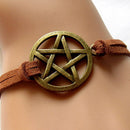 New Bracelet Inspired Retro Bronze Pentagram Pendant Brown Rope Bracelet S Gw