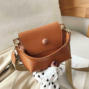 Women Fashion Wide Shoulder Messenger Bag PU Leather Retro Handbag (Brown) A