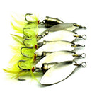 10Pcs/Set Spinner Fishing Baits Metal Artificial Lures Fishing Yellow Feather 3C