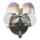 1 To 2 Muffler Tip Chrome Trim Car Dual Exhaust Pipe Replacement Blue Rear Tail