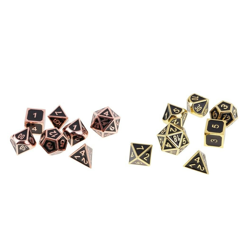 Set of 7 Zinc Alloy Enamel Polyhedral Sided D4-D20 Dice for Board Card Game