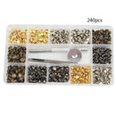 240 Set 6mm 8mm Leather Rivets Cap Rivet Tubular Metal Studs Fixing Tool Kit