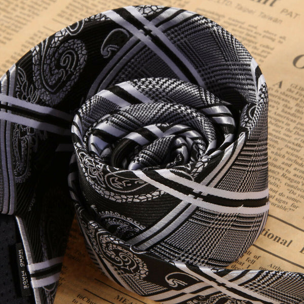 New Black Floral WOVEN JACQUARD Silk Men's Suits Tie Necktie #gib