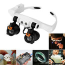 Multi-Power Double LED Lights Magnifier Eye Glasses Jewelery Repair Loupe A