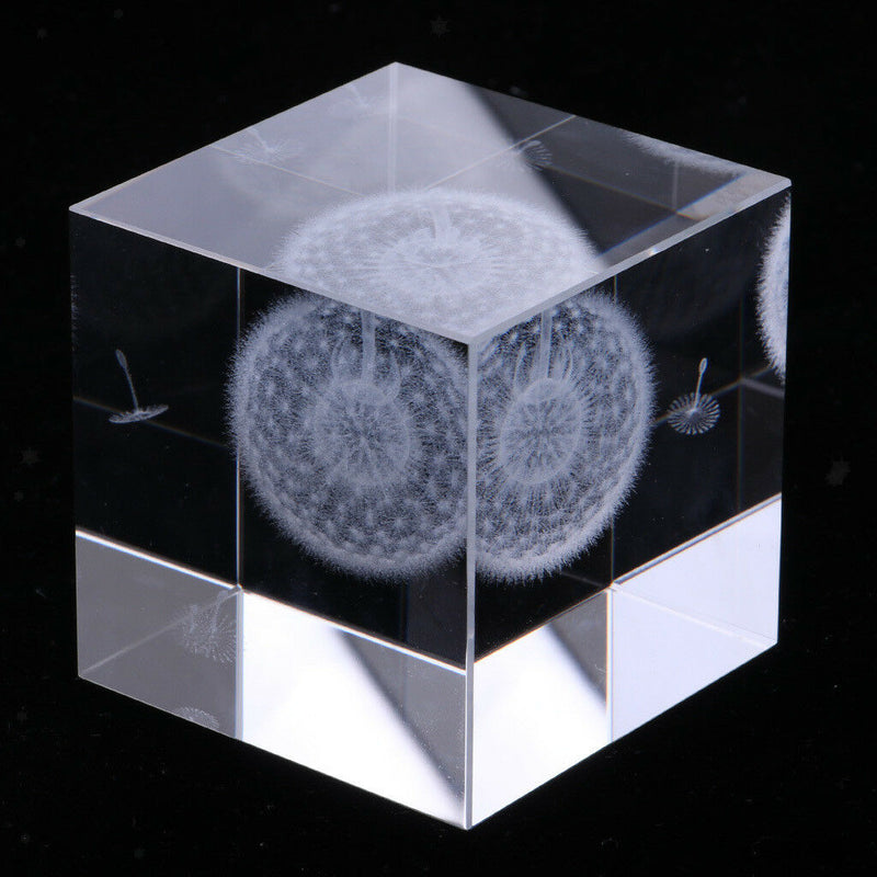 Dandelion Crystal Cube Paperweight Fengshui Crystal Home Decoration Props