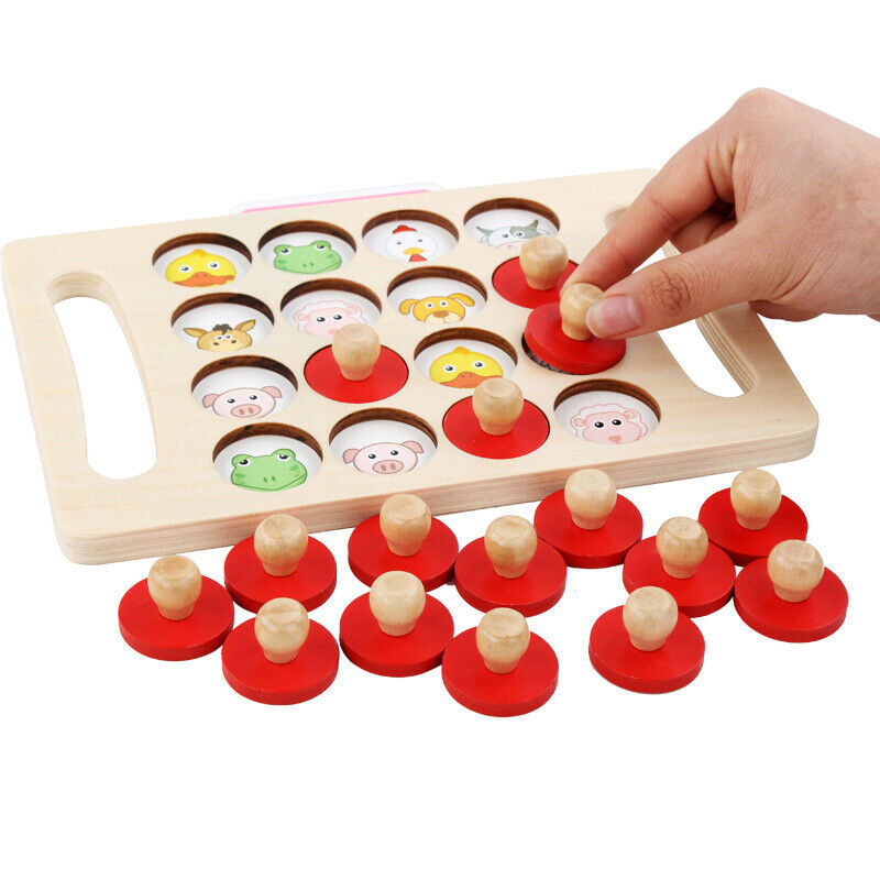 Kids Wooden Toys Memory Match Chess Game Baby Early Educational Toys Family X9T6