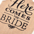 6*8" Here Comes the Bride Banner Bunting Wedding Sign Ceremony Rustic Burlap