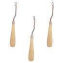 3x Crochet Hook Latch Lock Micro Hair Bearded Needle Rug Making Wood Handle