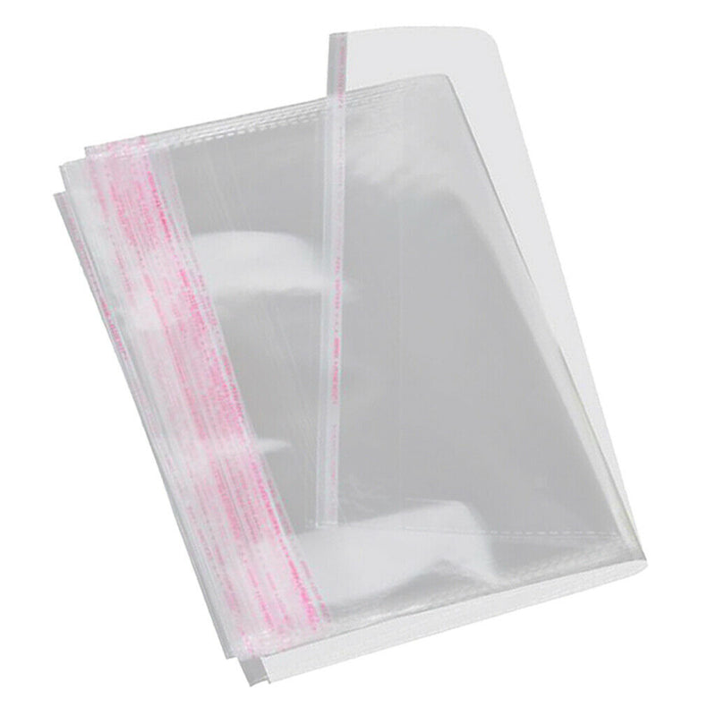 100Pcs 11x8in Clear Self Seal Adhesive Cello Cellophane Resealable Plastic Bags