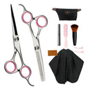Hairdressing Barber Scissors Hair Cutting Capes Cloth Shears Set Kit Pink