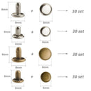 120 Sets Leather Rivets With Fixing Tool Kit Double Cap Rivet Metal Studs