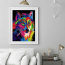 5D DIY Full Round Drill Diamond Painting Colorful Wolf Cross Stitch Mosaic