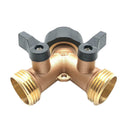 2 Way Garden Hose Brass Y Splitter Heavy Duty Water Valve Connector Tap Adapter