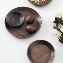 2Pcs Handmade Round Wooden Serving Tray Sushi Dishes Plate Wood Utensils