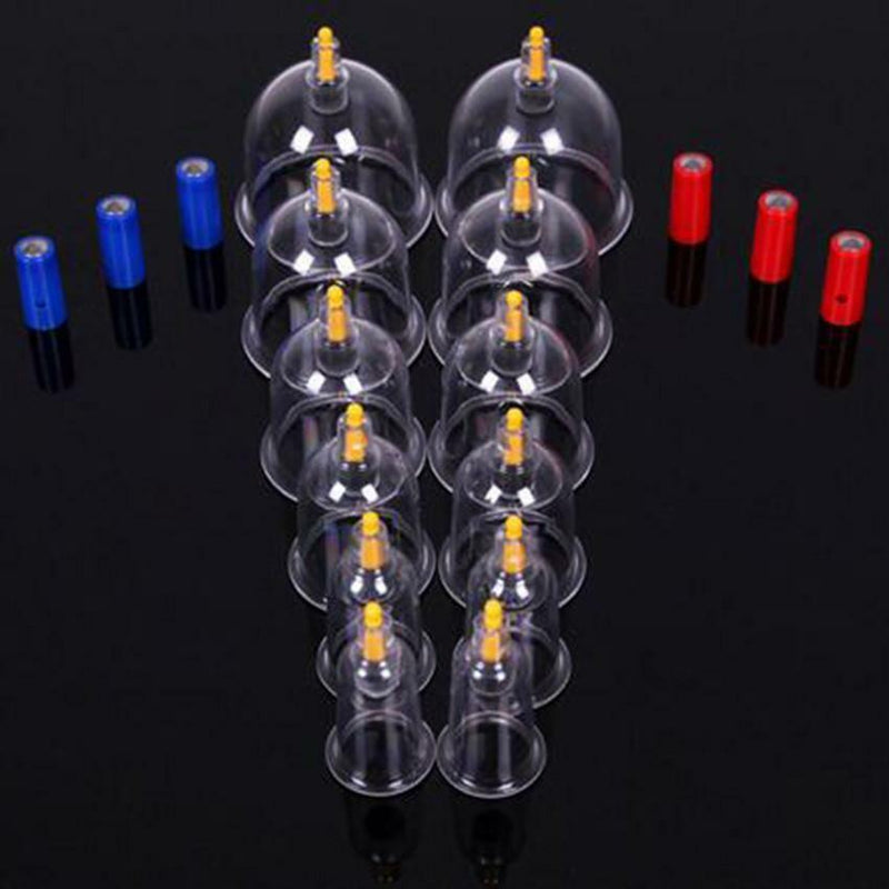 Chinese Body Cupping Massage Therapy Traditional Treatment 12 Pcs Cups + Cube e5