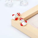 Christmas Earrings Santa Claus Snowman Bells Women Ear Studs Jewelry (02) A