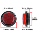 2Pcs Red 2 inch 7 LED Round Side Marker Clearance Light FOR Truck Trailer Cam Gw