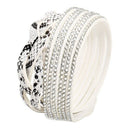Leopard Long Artificial Leather Bracelet Hot Drilling Multi-Layer Winding F T8U1
