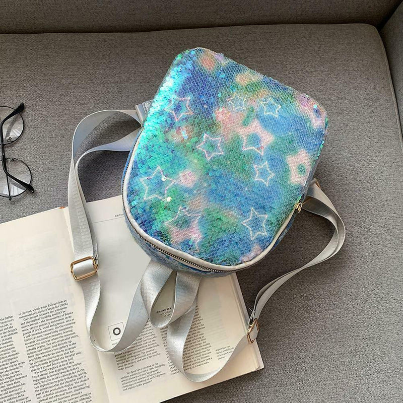 Sequins Women Travel Backpack Bling PU Leather Multicolor School Bag (3) A