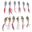13 in 1 Hard Metal Spoon Sequin Lures Baits with Feather for Weever Bass